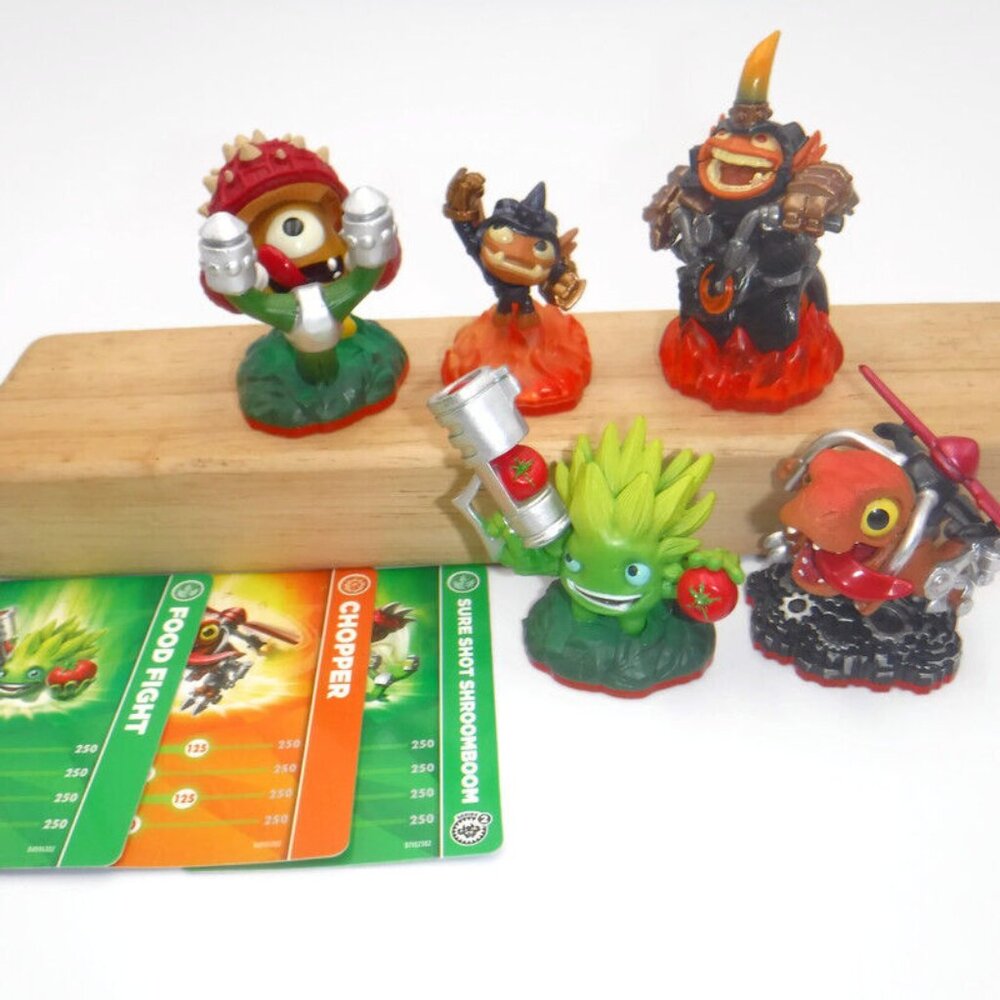 Skylanders 5 Trap Team Figures & Cards Lot Chopper Fryno Food Fight Small Fry